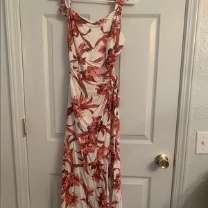 Red and white summer floral dress